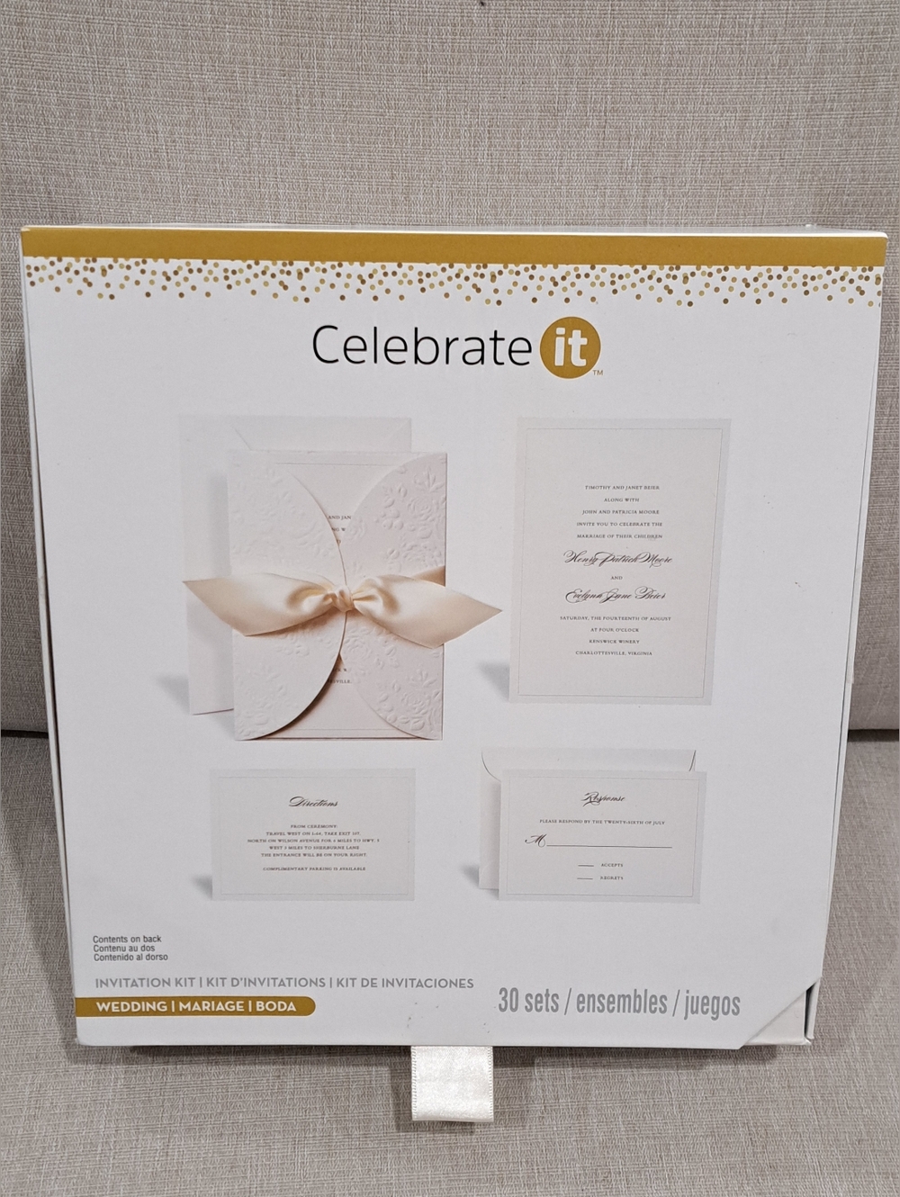 Celebrate It Wedding Invitation Kit - Ivory with Cream Accents 30 Sets